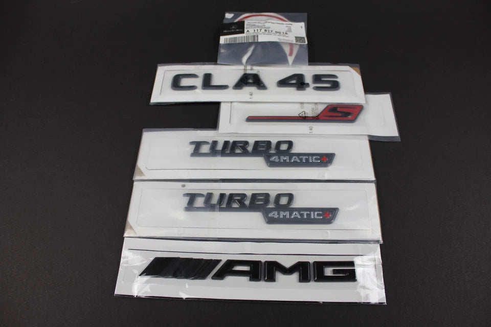 CLA45S AMG Gloss Black Badge Set Emblem for Mercedes Benz C117 W117 2017+