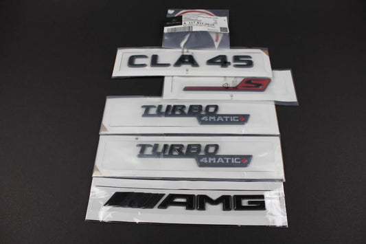 CLA45S AMG Gloss Black Badge Set Emblem for Mercedes Benz C117 W117 2017+