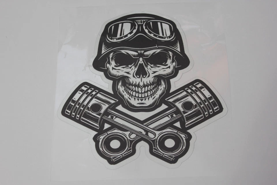 Large Skull Motorcycle Piston Reflective Car Sticker Decal Vinyl Sticker 150mm