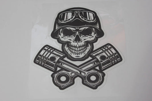 Large Skull Motorcycle Piston Reflective Car Sticker Decal Vinyl Sticker 150mm