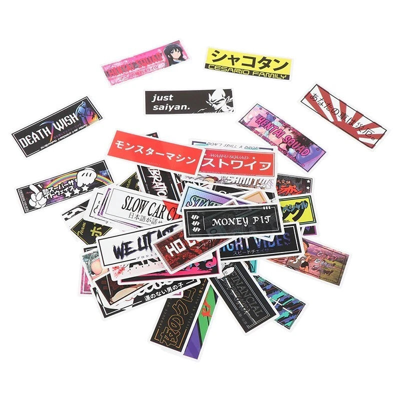 50x Japanese JDM Anime Manga Kanji Decal Sticker for Car Bike Computer Suitcase
