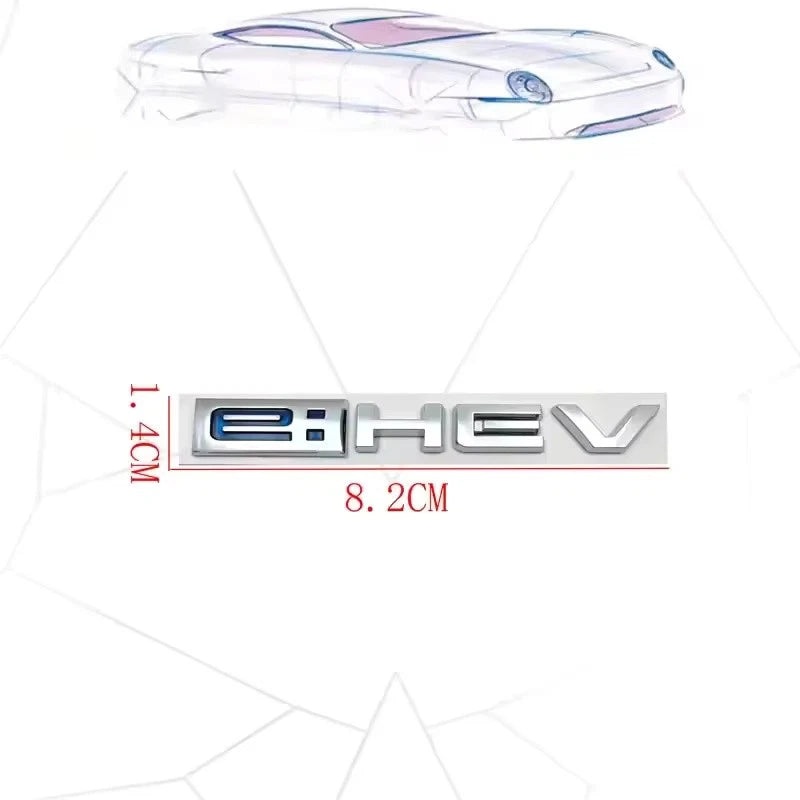 E:HEV 3D Boot Badge Emblem Black Silver 14 x 2.5cm & 8.2 x 1.4cm with Adhesive