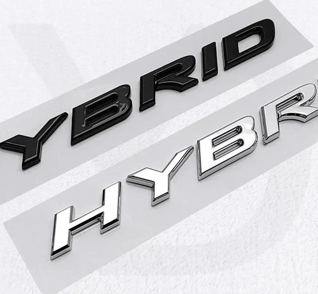 Hybrid Badge in Gloss Black Chrome Silver 186mm / 190mm x 16mm Free Post NEW AU