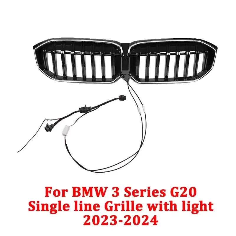 2022–2024 BMW 3 Series G20 LCI LED Front Kidney Grille Racing Gloss Black ABS Plastic