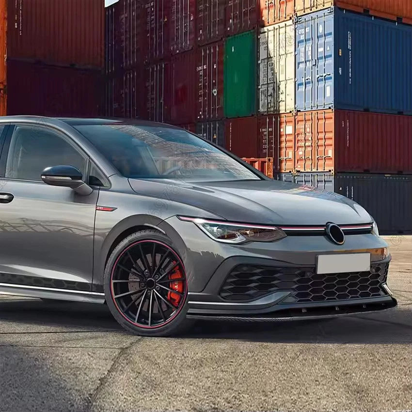 Bumper Lip Splitter Diffuser Kit 3 Pcs Gloss Black Carbon for VW Golf MK8 GTI