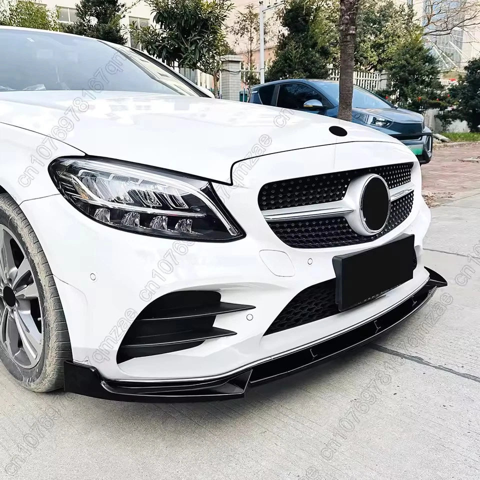 Front Bumper Lip Spoiler & Splitter Kit for Mercedes Benz W205 C-Class 2019–2021
