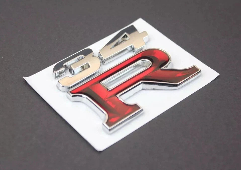 34R Grill & Boot Badge Emblem Silver Red for Nissan Skyline R34 GTR GTT GTST GT
