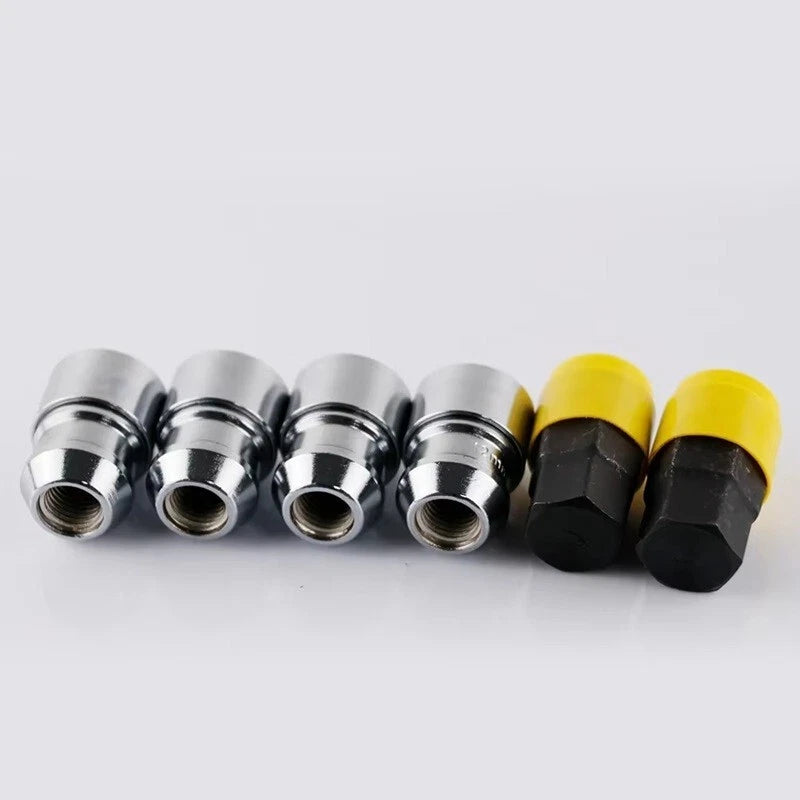 4 x Wheel Lock Nut Set for M12x1.25 M12x1.5 36mm Steel with 2 Lock Keys Security