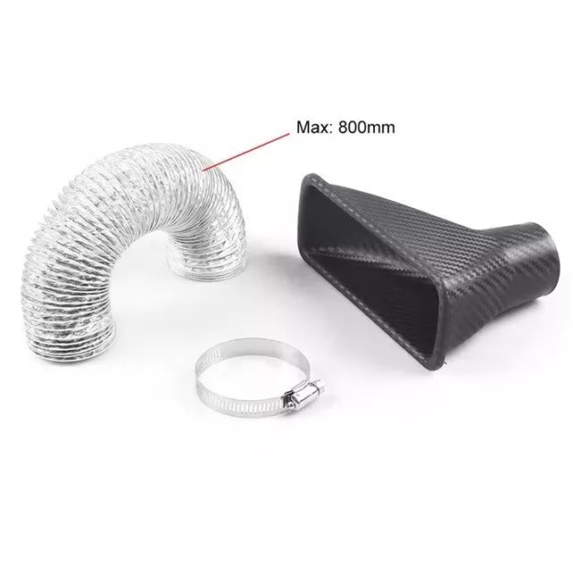 Universal Turbo Air Intake Inlet Pipe Kit Air Funnel Carbon Style 90cm NEW