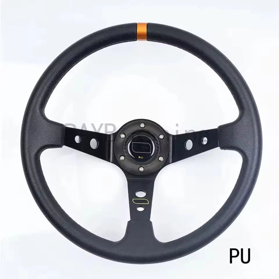 14 Inch Universal Deep Corn Racing Steering Wheel 350mm Suede, PVC, PU Drift