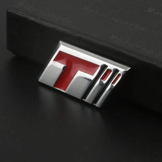 Turbo Badge Emblem Chrome Silver / Red for Honda Mitsubishi Mazda Suzuki KIA