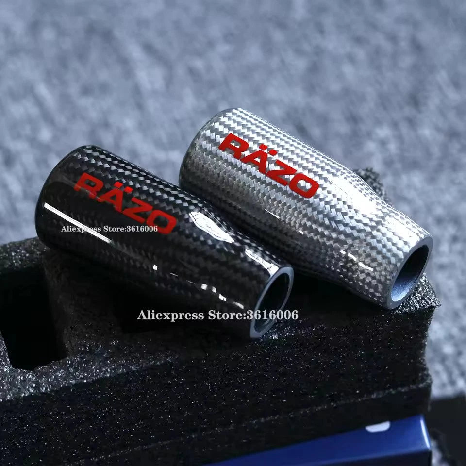 Black/Silver RAZO Real Carbon Fiber Gear Shift Knob Shifter Lever 80mm NEW