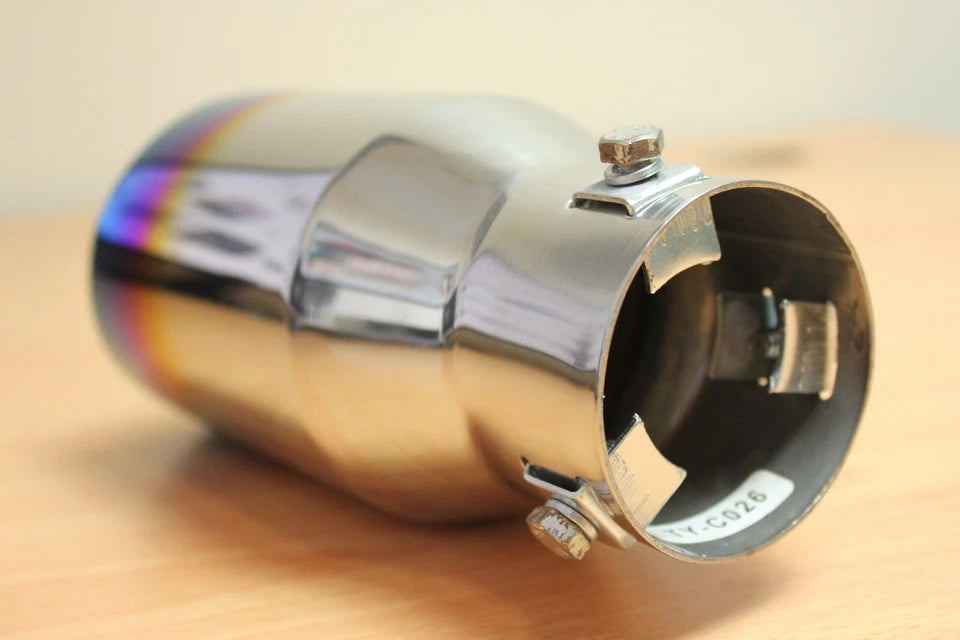 JDM C026 Burnt Titanium Exhaust Tips 56mm Inlet 85mm 3.5" Muffler Tail Pipe