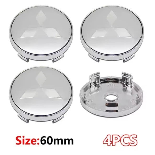 4 x Mitsubishi Centre Silver Black Red Wheel Cap Ralliart 60mm Face 56mm Clip