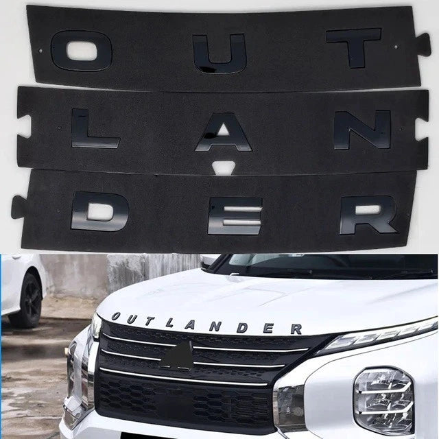 Outlander Badge Emblem Set Chrome Silver Gloss Black for Mitsubishi Models NEW