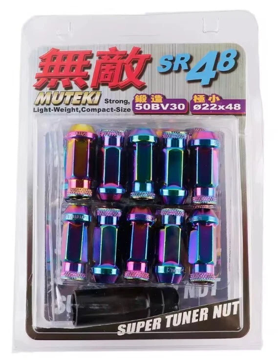 Muteki SR48 Steel Extended Open Racing Lock Lug Nuts M12x1.25 M12x1.5 20Pcs Set