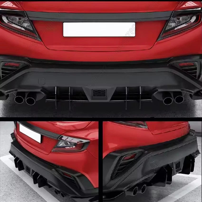 Rear Bumper Lip Spoiler Splitter Diffuser Kit Black for Subaru WRX STI 22 - 24
