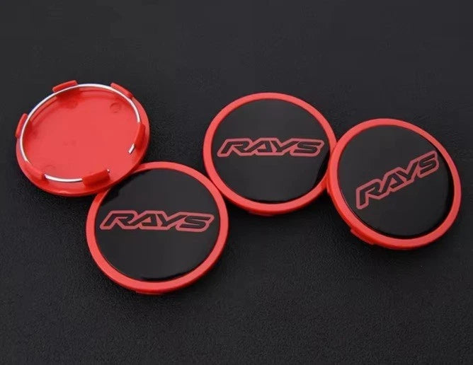 4 Pcs RAYS VOLK Red 65mm Face 60mm Clip Set Wheel Centre Cap Replacement