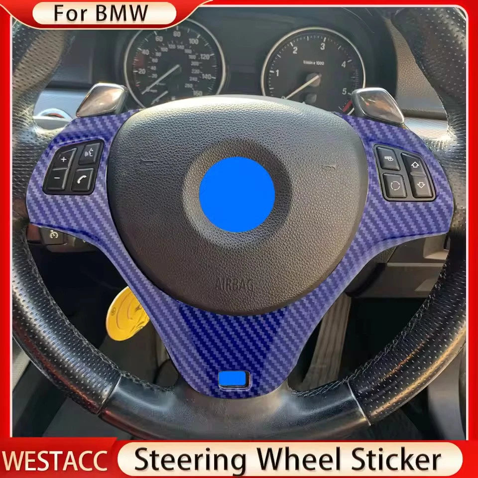 BMW Steering Wheel Trim Cover for E90 E92 E93 Carbon Fiber Panel Sticker 2005–12