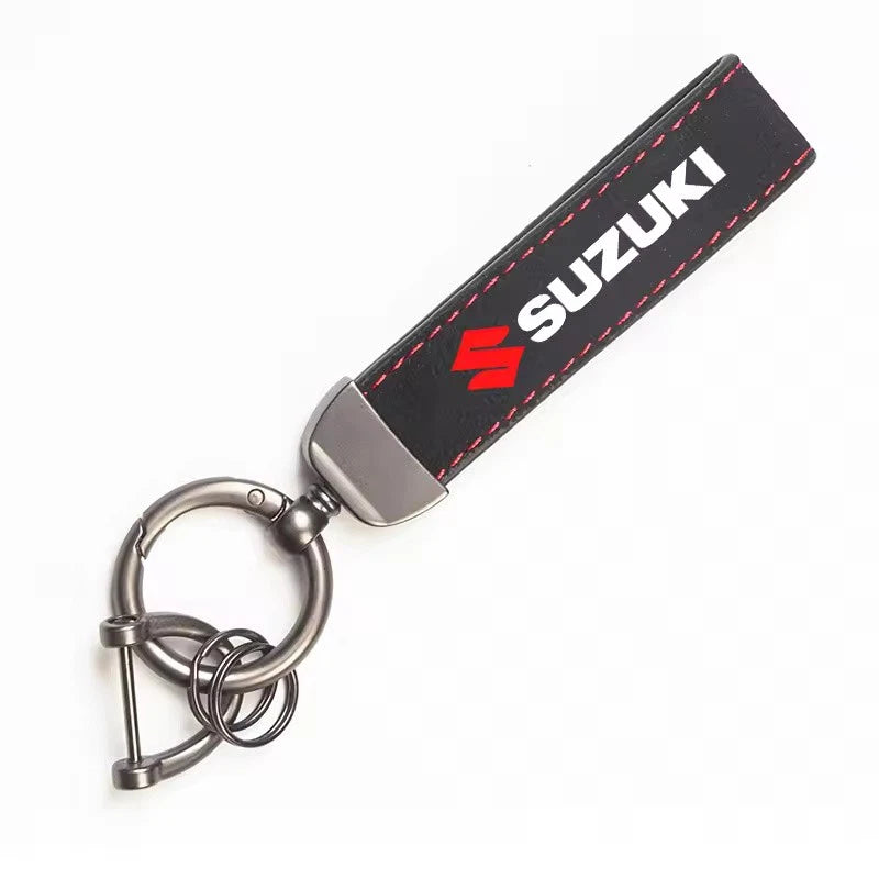 Suede Leather Black Gunmetal Keyring for Suzuki Jimny Samurai Vitara Swift