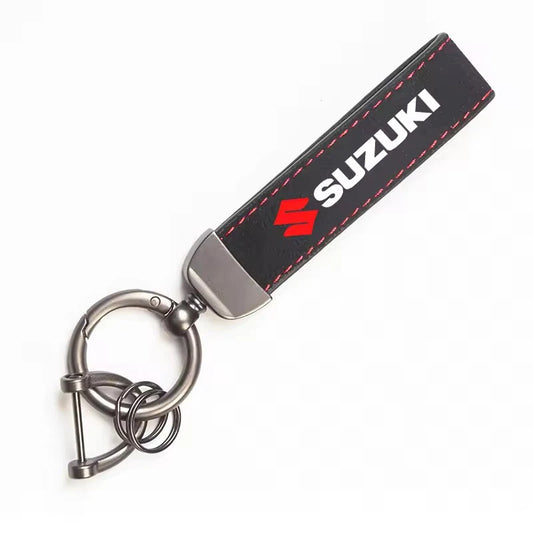 Suede Leather Black Gunmetal Keyring for Suzuki Jimny Samurai Vitara Swift