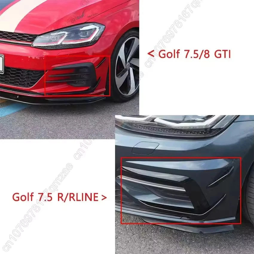 Front Bumper Side Canards Vent Spoiler for VW Golf 7.5 GTI GTD R R-Line 17 - 20
