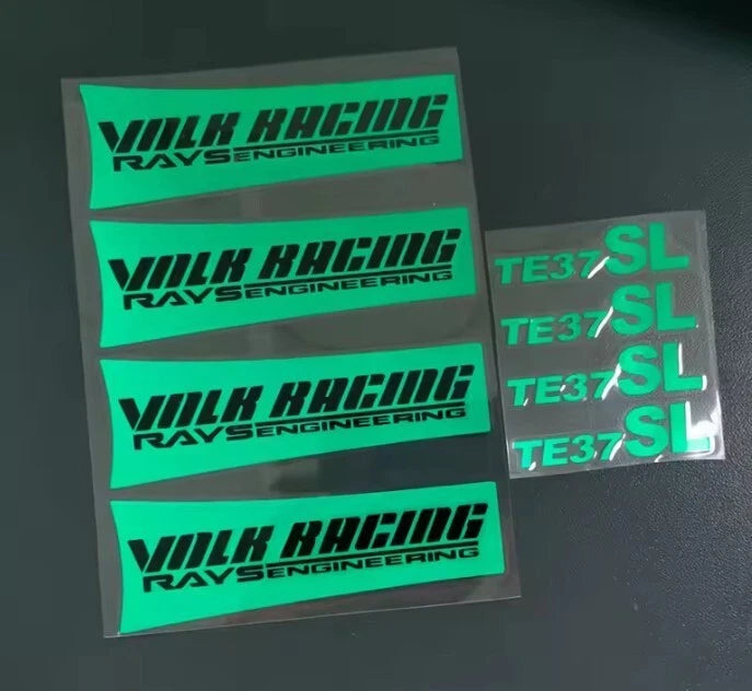 4 x RAYS TE37 SL Wheel Rim Decal Stickers 130mm White Yellow Blue Green Red Pink