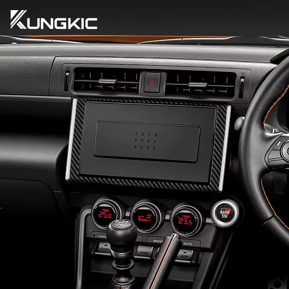 Real Carbon Fiber Car Navigation Interior Trim for Subaru BRZ Toyota GR86 2021