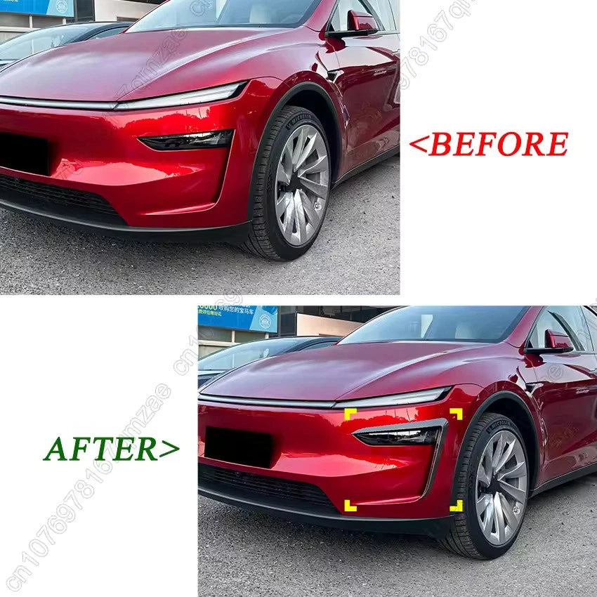 Front Lip Splitter & Fog Lamp Air Vent Spoiler for Tesla Model Y Juniper 2025+