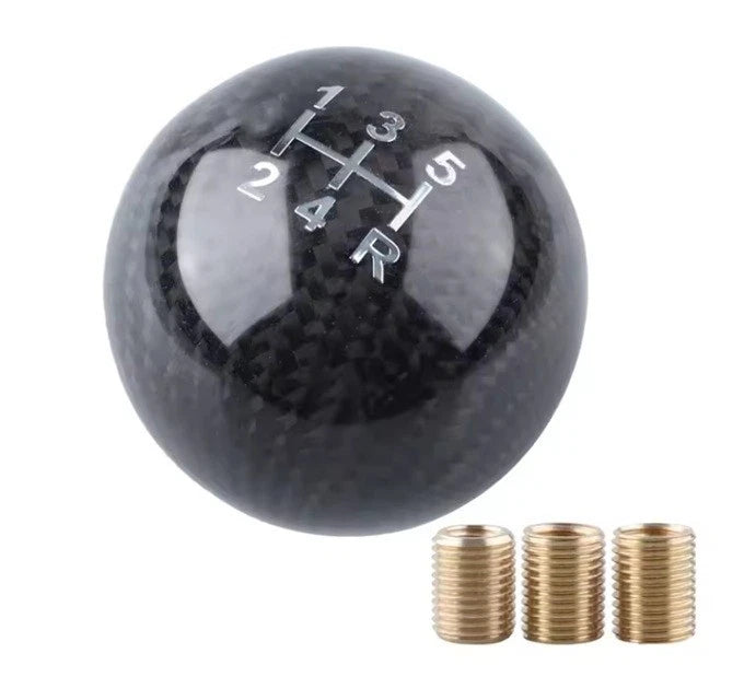 Black 3K Carbon 5 6 Speed Gear Shift Knob M12x1.25 M10x1.25 M10x1.5 M8x1.25 AU
