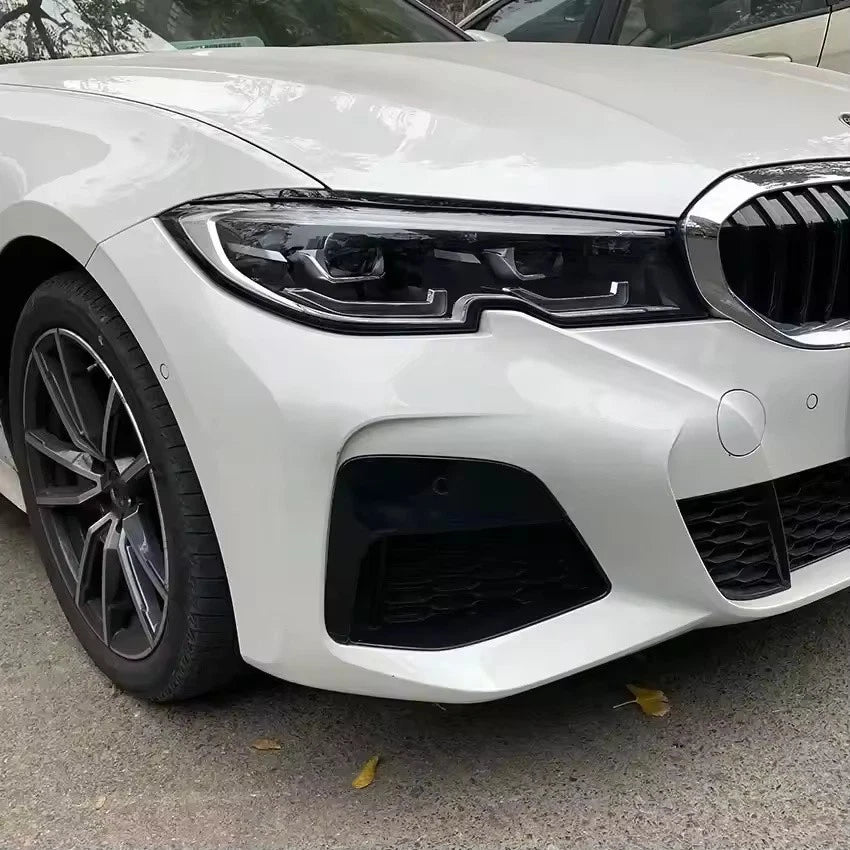 Black Carbon Headlight Eyebrow Eyelid Cover Trim for BMW 3 Series G20 2019–2023+