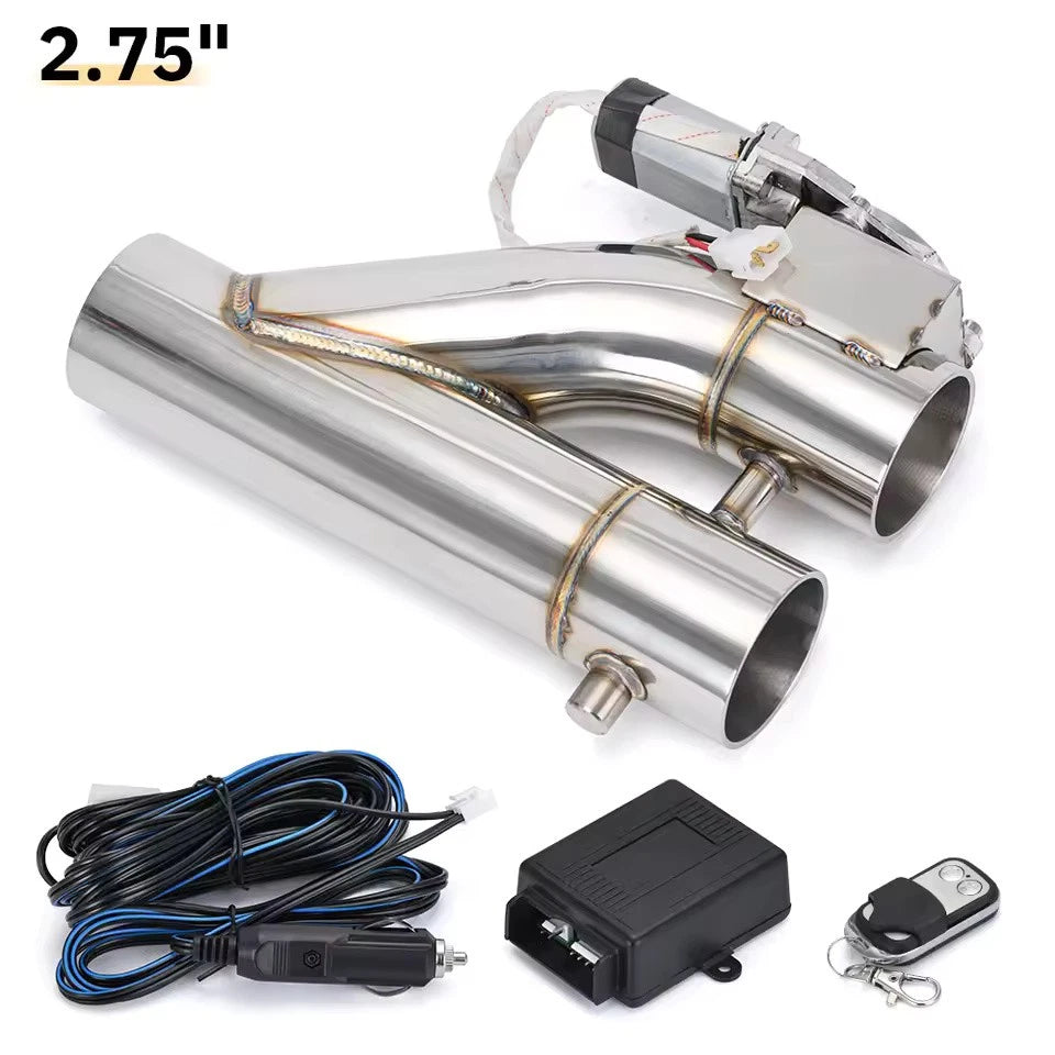 Stainless Steel Electric Dual-Valve Exhaust Downpipe w/ Wireless Remote 2.0"-3"