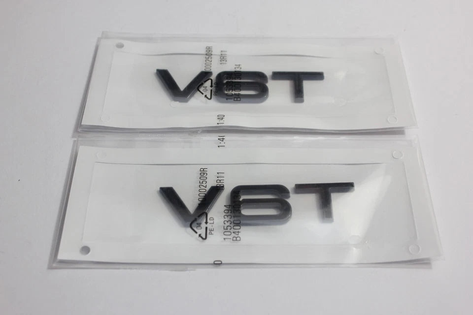 2 pcs Audi V6T Fender Badge Emblem Gloss Black for S4 RS4 A5 S5 SQ5 Turbo