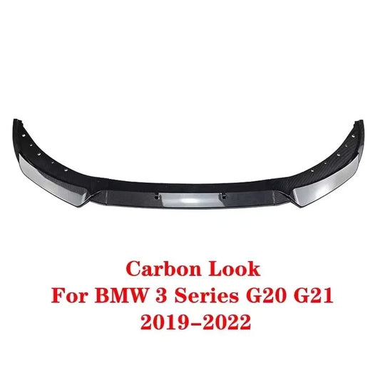 3Pcs Front Bumper Lip Splitter Kit Black Carbon for BMW 3 Series G20 G21 2019–22