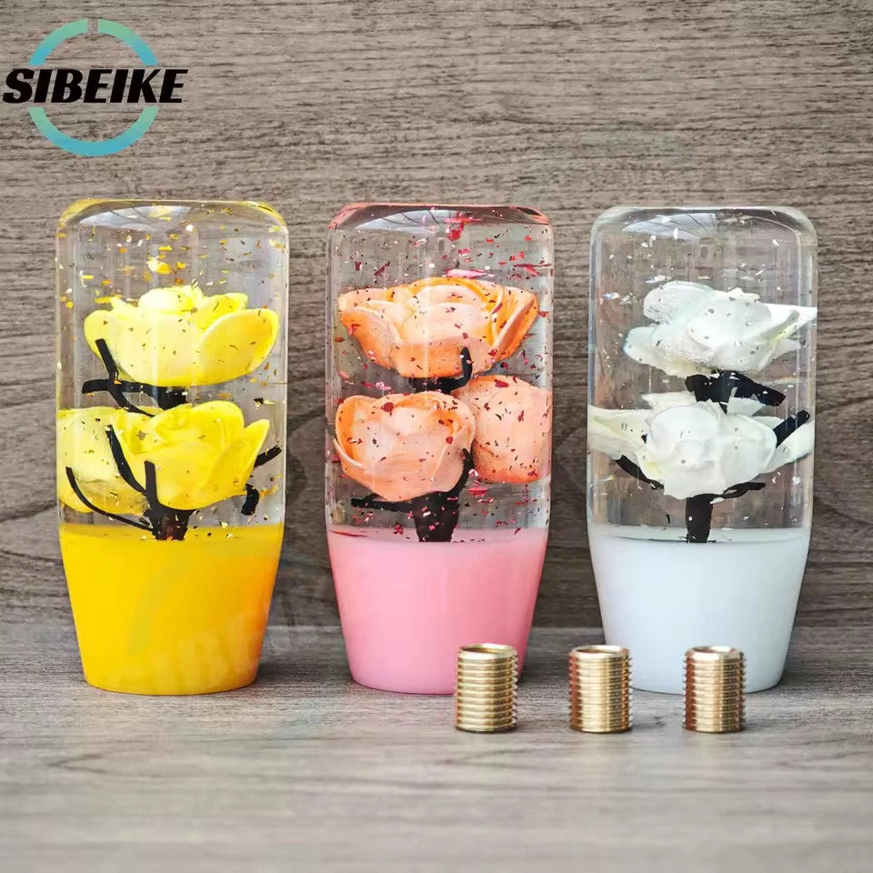 JDM Glitter Flower Shift Gear Knob 10CM M12x1.25 M10x1.5 M10x1.25 M8x1.25