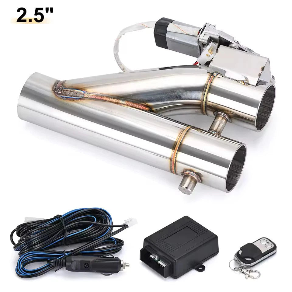 Stainless Steel Electric Dual-Valve Exhaust Downpipe w/ Wireless Remote 2.0"-3"