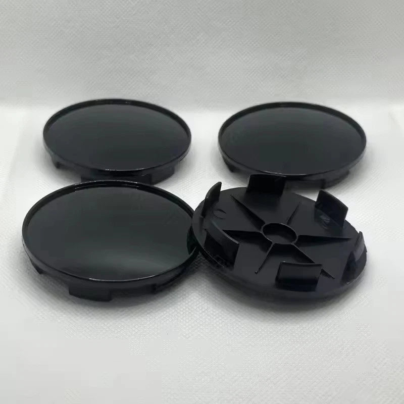 Car Wheel Center Hub Caps 4Pcs Set Durable Black and Silver 68mm Face 62mm Clip