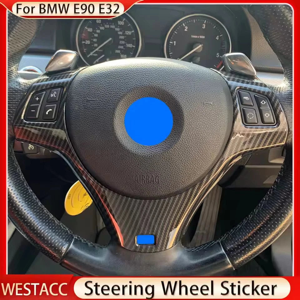 BMW Steering Wheel Trim Cover for E90 E92 E93 Carbon Fiber Panel Sticker 2005–12
