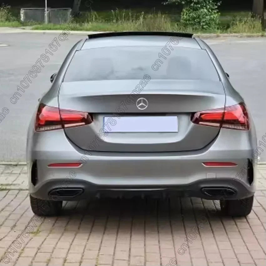 Rear Bumper Trim Cover Canards Black Carbon for Mercedes-Benz A-Class W177 Sedan