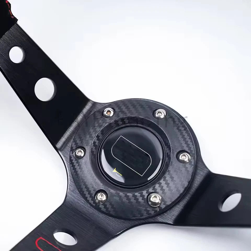 14 Inch Universal Deep Corn Racing Steering Wheel 350mm Suede, PVC, PU Drift