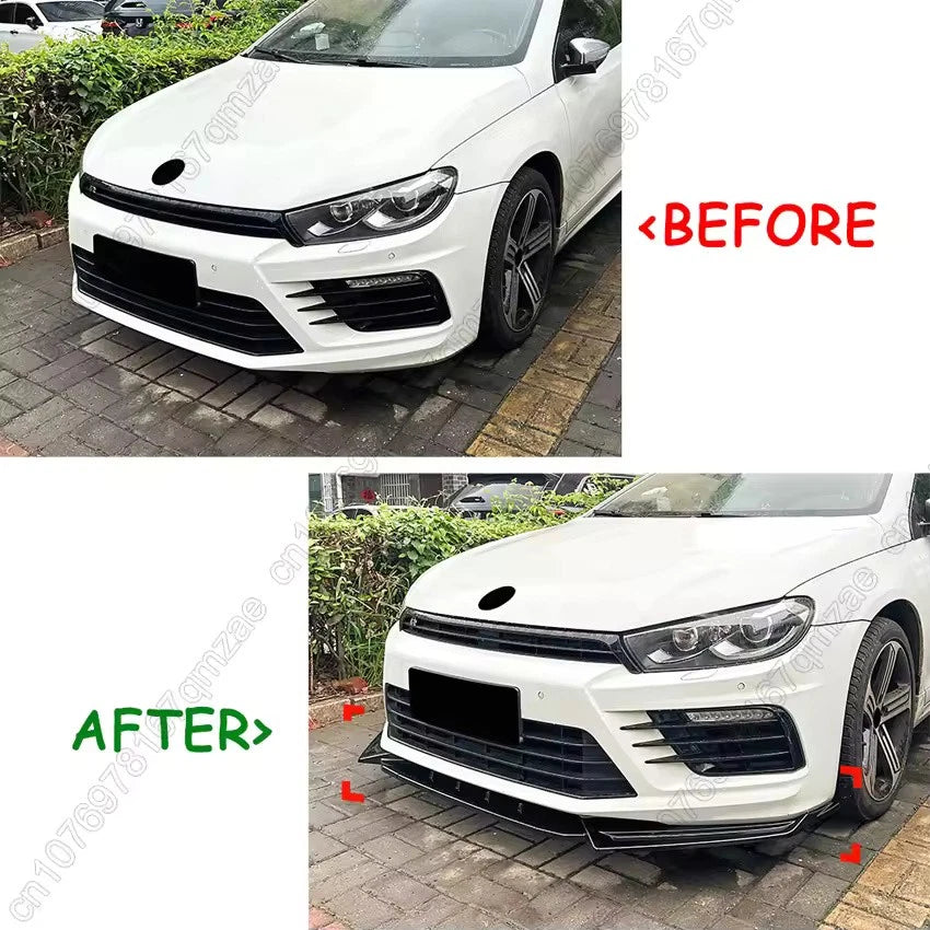 3Pcs Front Bumper Lip Splitter Diffuser for Volkswagen Scirocco MK3 R 2014–2017