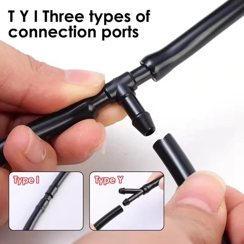 Universal Car Windshield Washer Hose Kit Wiper Nozzle & Fluid Tube Connector NEW
