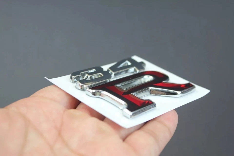 34R Grill & Boot Badge Emblem Silver Red for Nissan Skyline R34 GTR GTT GTST GT