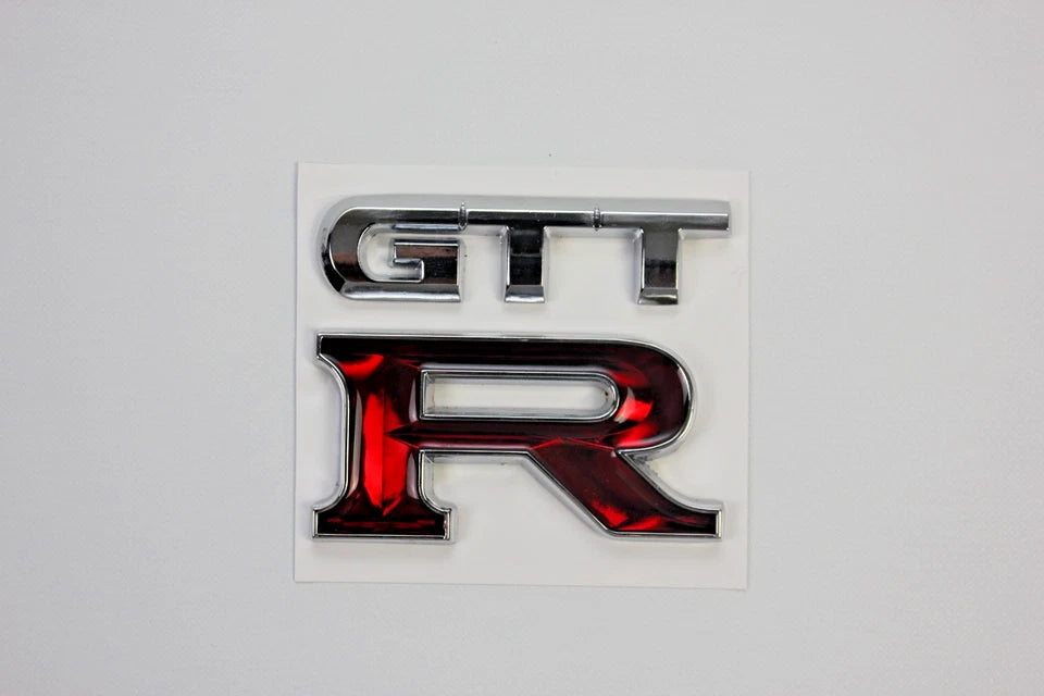 GTTR Grill & Boot Badge Emblem Silver Red for Nissan Skyline R34 GTR GTT GTST GT