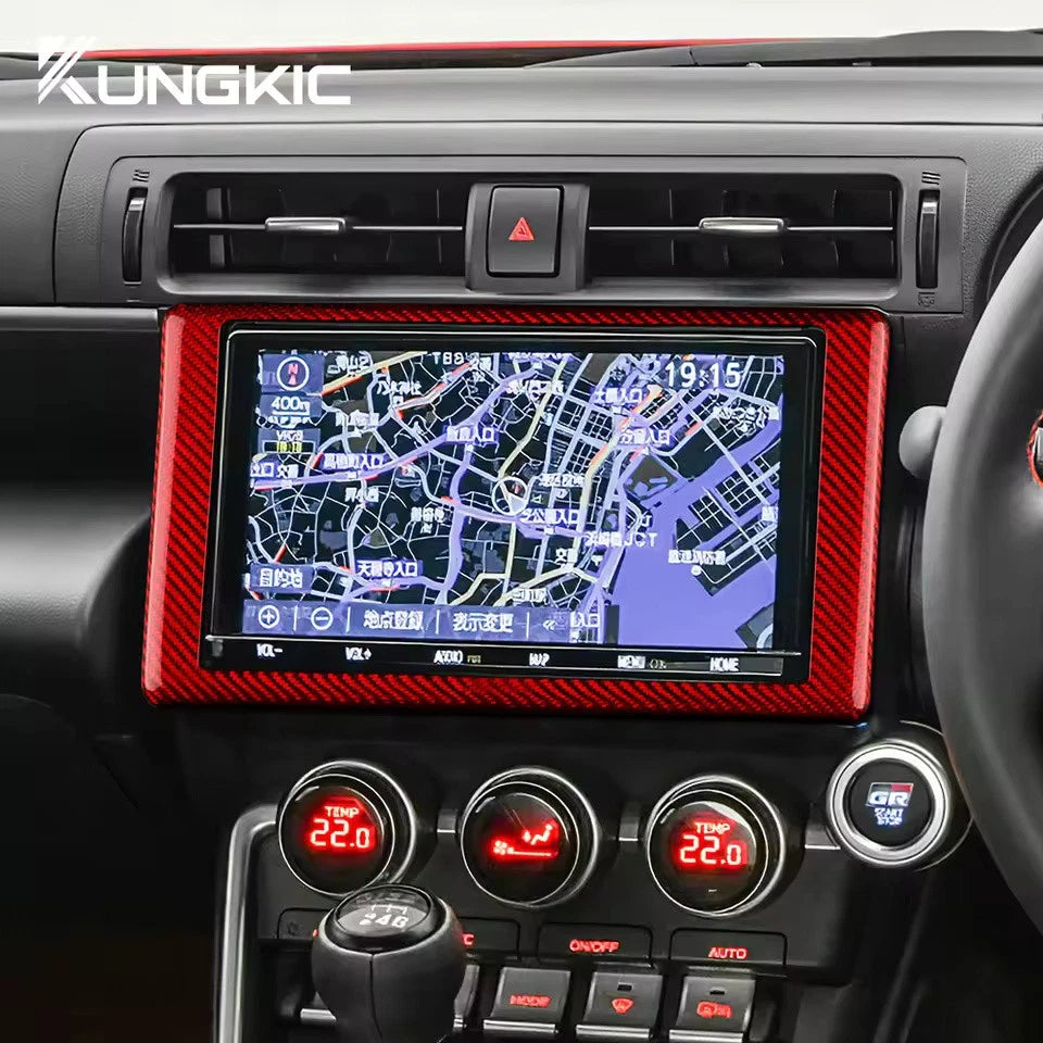 Real Carbon Fiber Car Navigation Interior Trim for Subaru BRZ Toyota GR86 2021