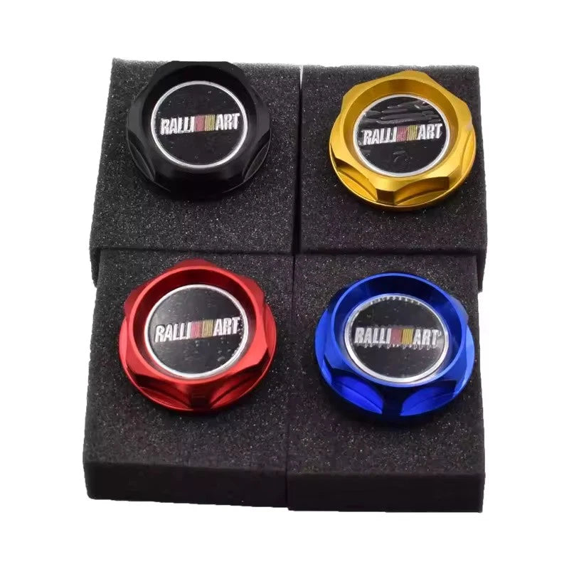Ralliart Aluminum Engine Oil Filler Cap Custom Racing Buckle Gold Silver Blue