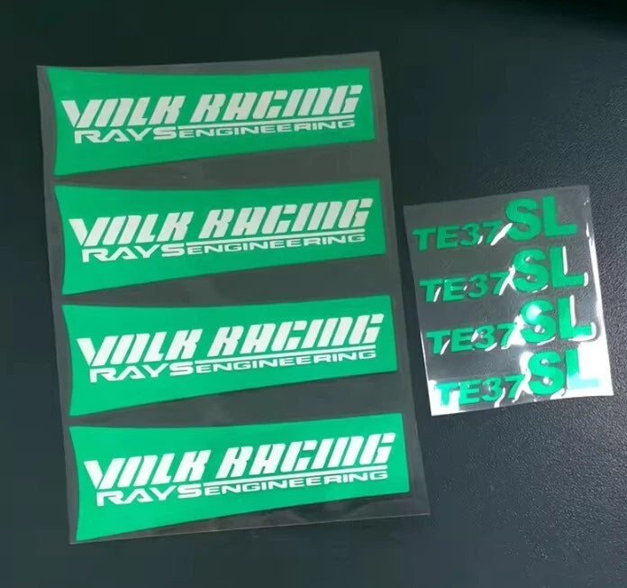 4 x RAYS TE37 SL Wheel Rim Decal Stickers 130mm White Yellow Blue Green Red Pink