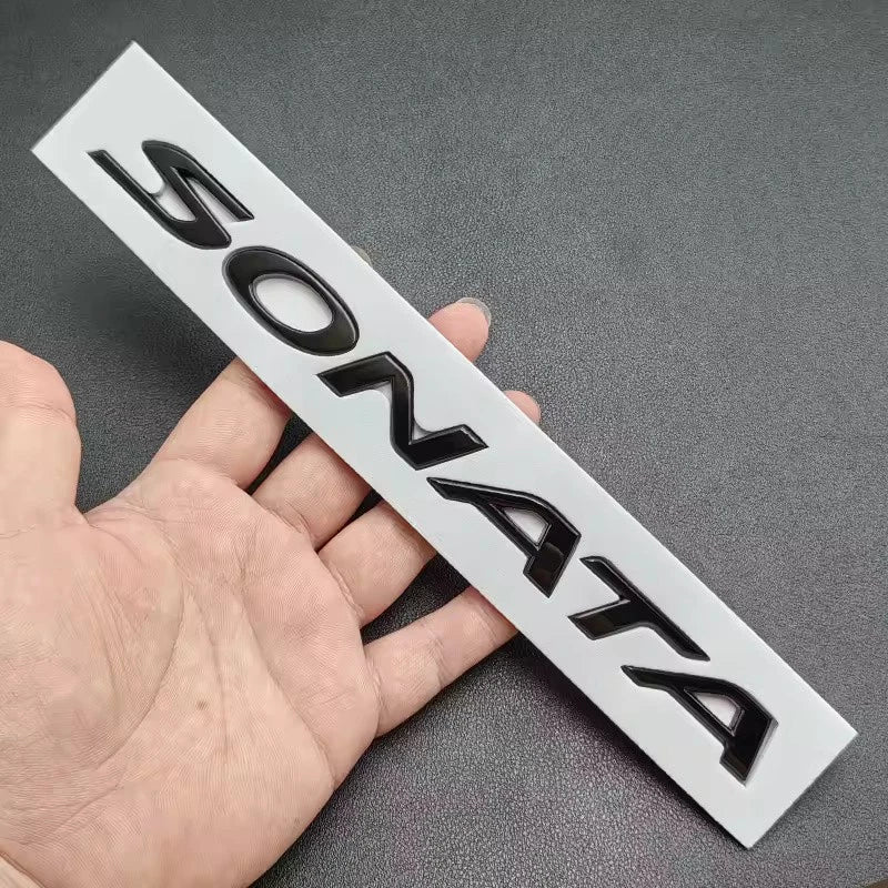 Sonata Emblem Badge Chrome Black Black Self-Adhesive Car Logo Letters