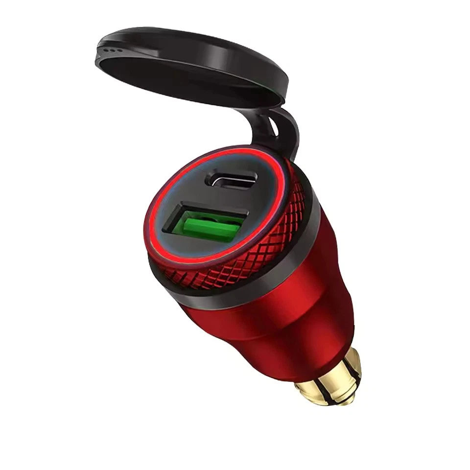 Waterproof Motorcycle USB Charger Adapter 30W QC3.0 & USB-C PD Fast Charging