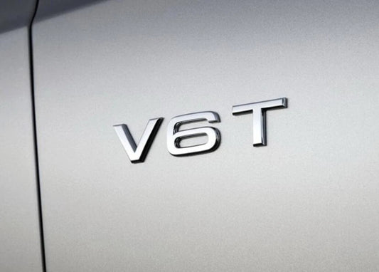 2 pcs Audi V6T Fender Badge Emblem Silver Chrome for S4 RS4 A5 S5 SQ5 Turbo